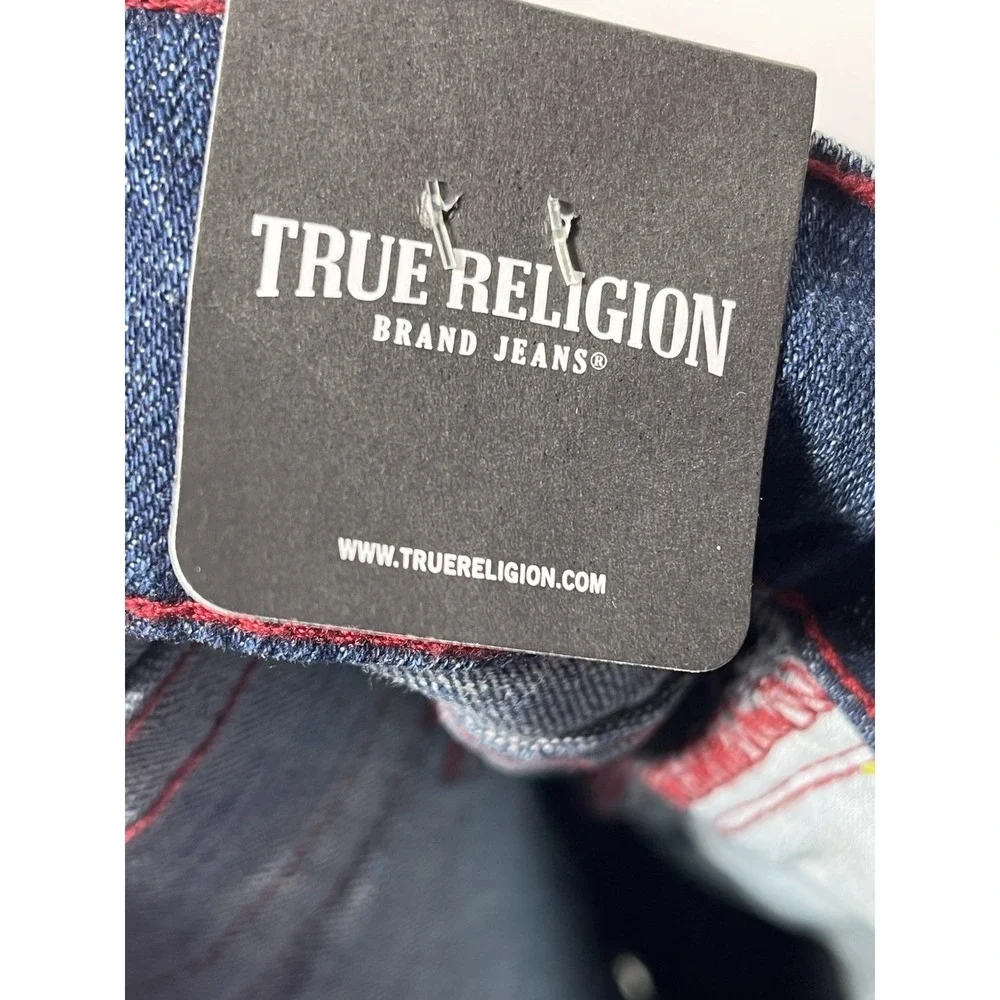 True Religion NWT Geno Relaxed Slim Jeans Men's 38 Distressed‎ Medium Wash Flap